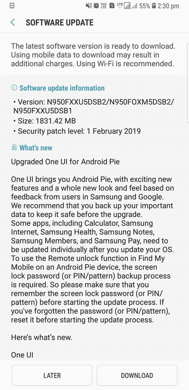 Android Pie Update