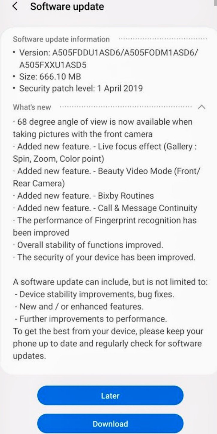 New Galaxy A50 Update