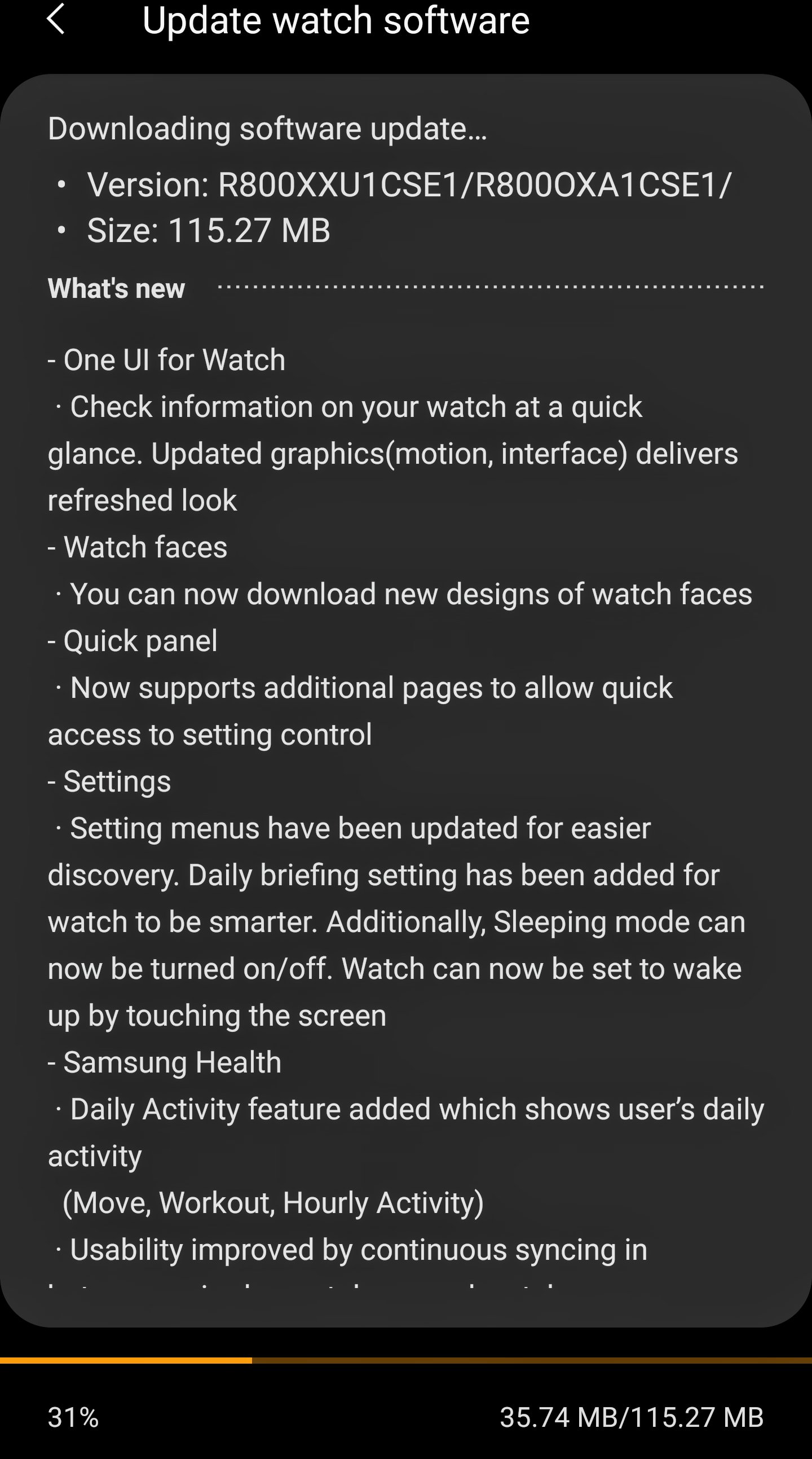 Galaxy Watch Update